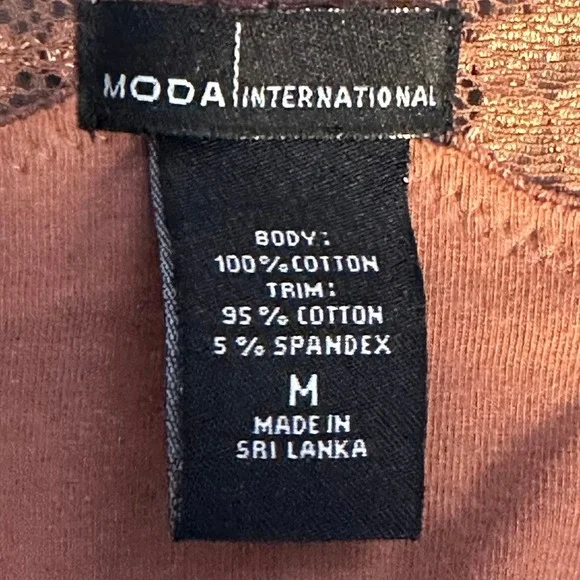 Moda International Camisole Women Med Rose Pointelle Lace Trim Cotton Romantic - Picture 11 of 14